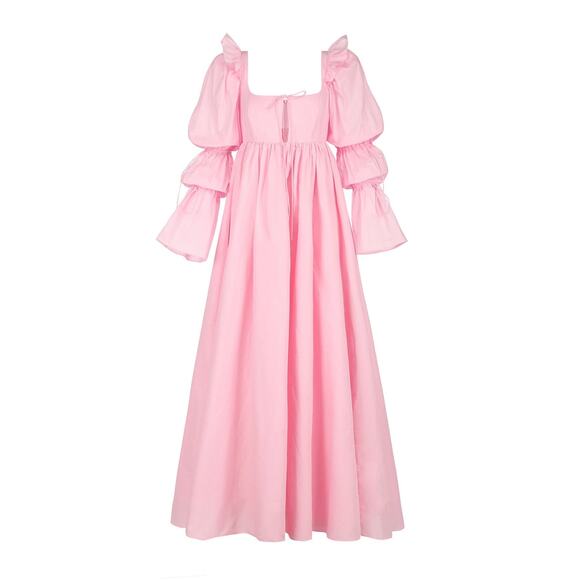 Selkie Pink The Angel Delight Rapunzel Keyhole Long Sleeve Midi Dress Gown 2X - Picture 1 of 5